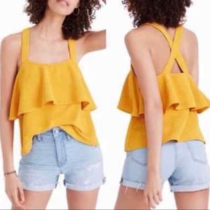 Madewell Texture & Thread Tiered Top Yellow Large